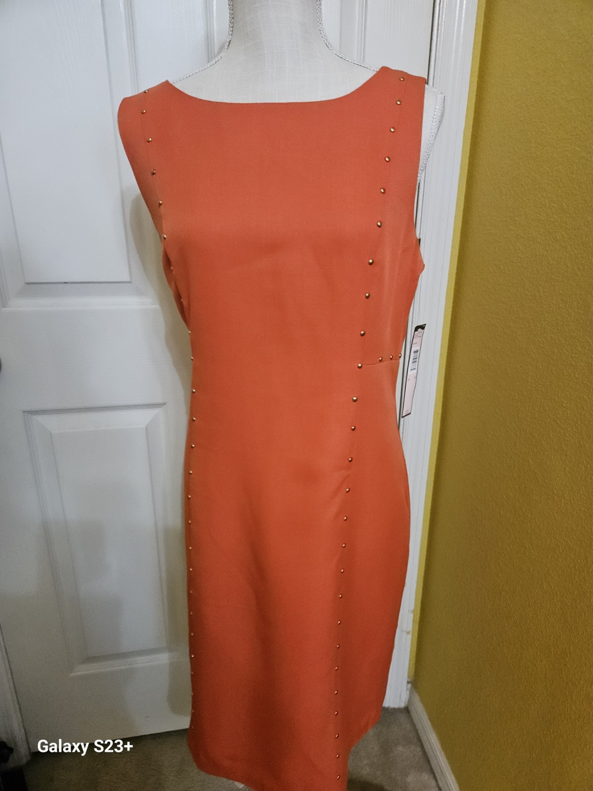 VOIR VOIR Orange Stuffef Sleeveless Sheath Dress Career Pencil Sz 12 New