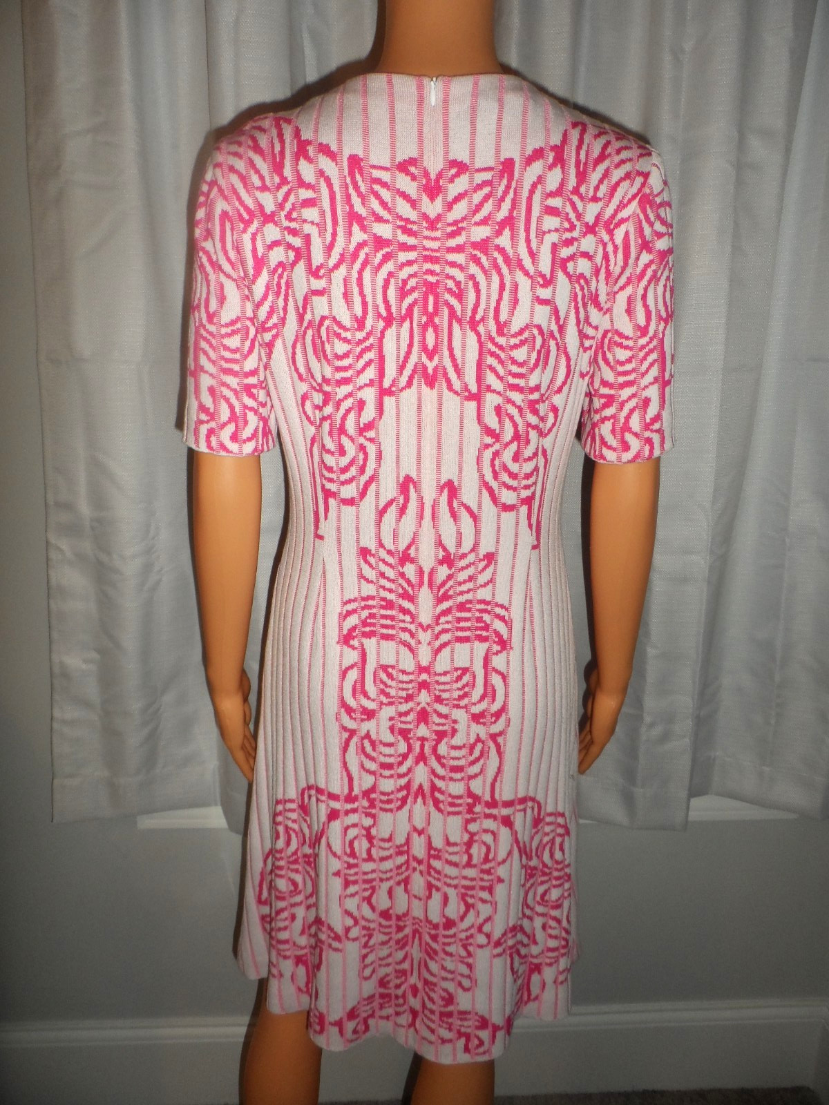 Beautiful Ming Wang size M pink white floral short sleeve dress women NWT