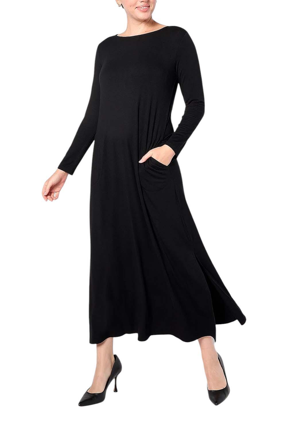 Belle by Kim Gravel Women’s Rayon Span Bracelet Slv Maxi Dress Black