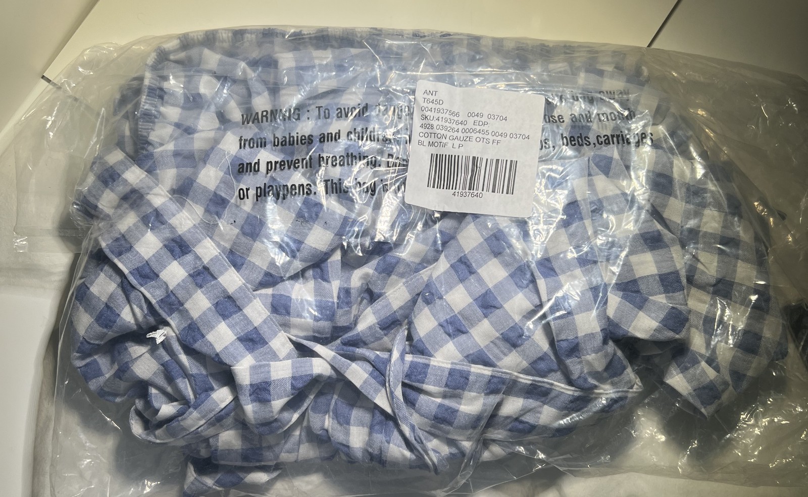 Anthropologie 11-1 Tylho Off-The-Shoulder Dress Gingham Blue SZ Petite LG NWT