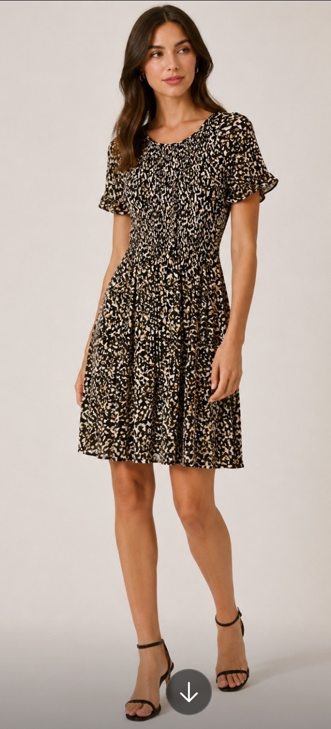 Michael Kors dress Sz Med. Cottagecore Feminine Short Sleeve Camo Dress