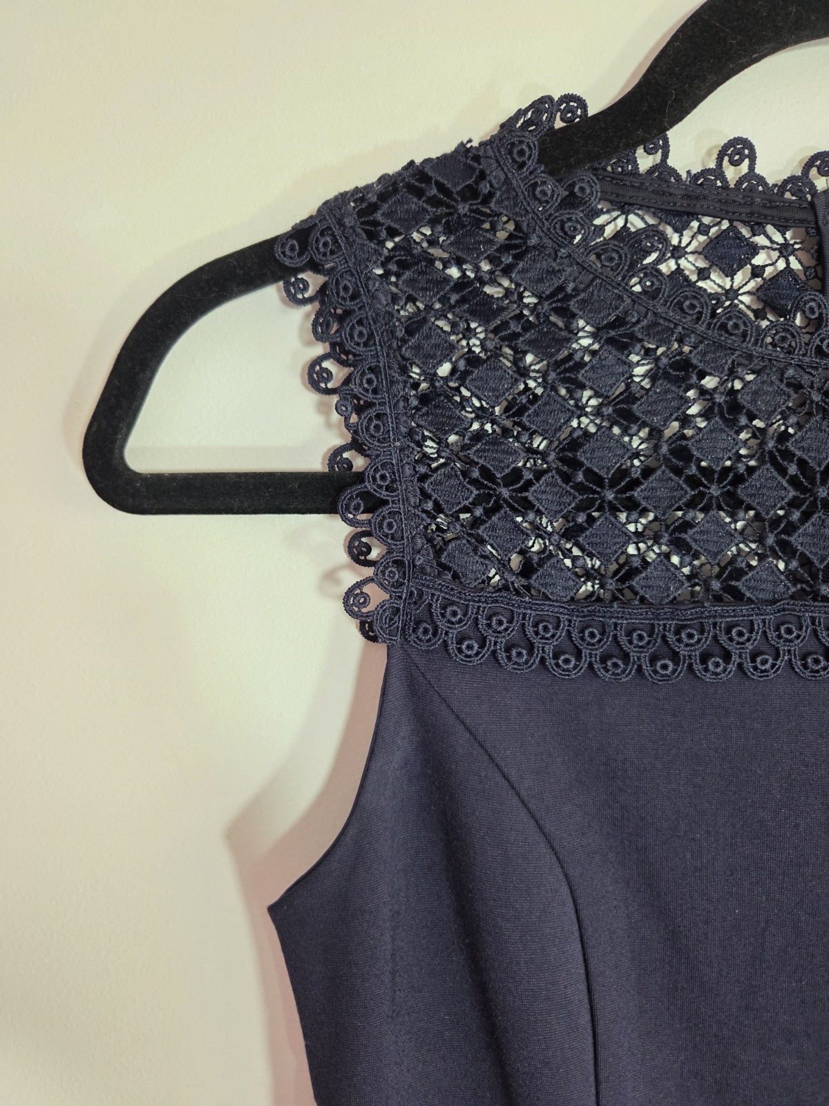FOREVER NEW Size 8 Navy Lace Fit & Flare Sleeveless Knee Length Dress