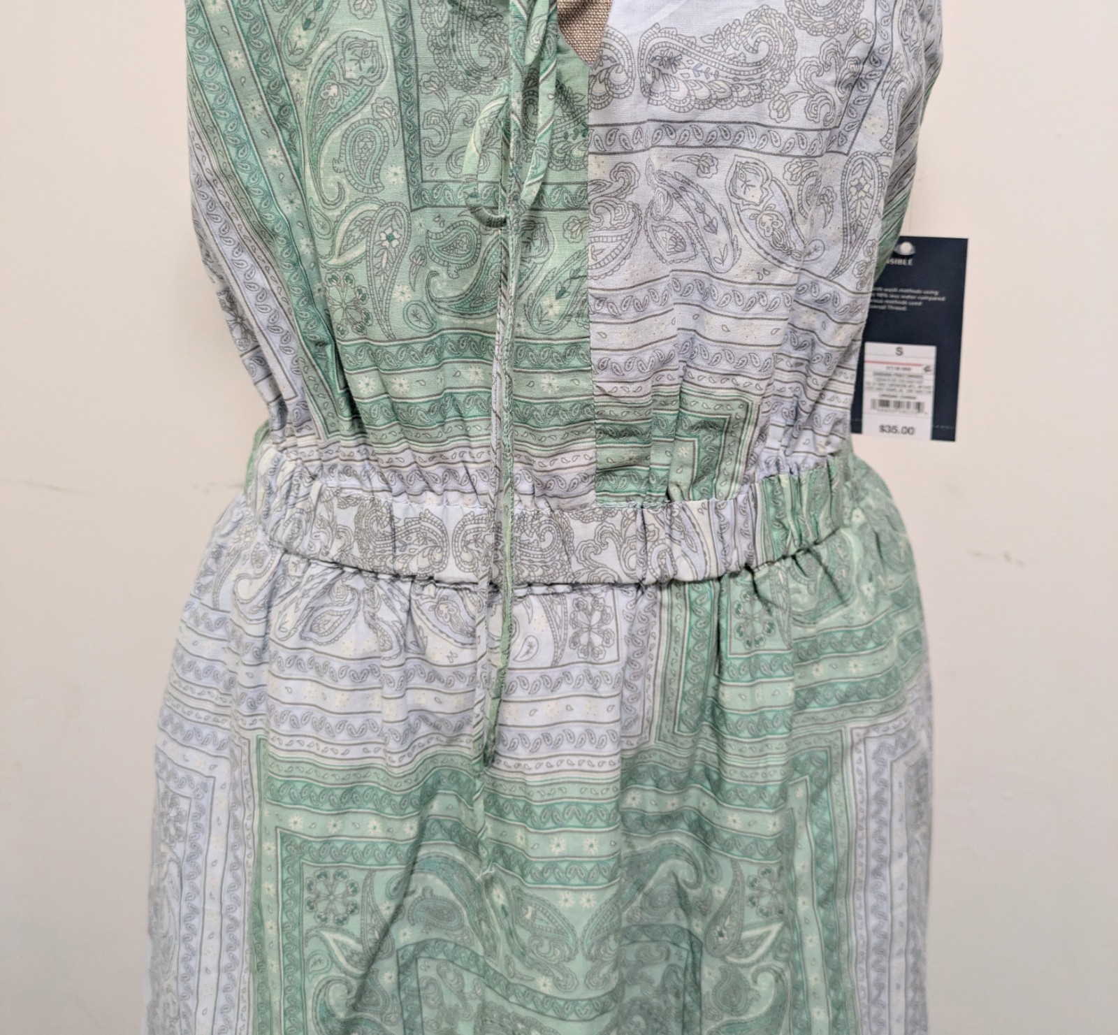 Universal Thread Tie-Front Maxi Dress Green Blue Paisley Sz M Vacation Resort