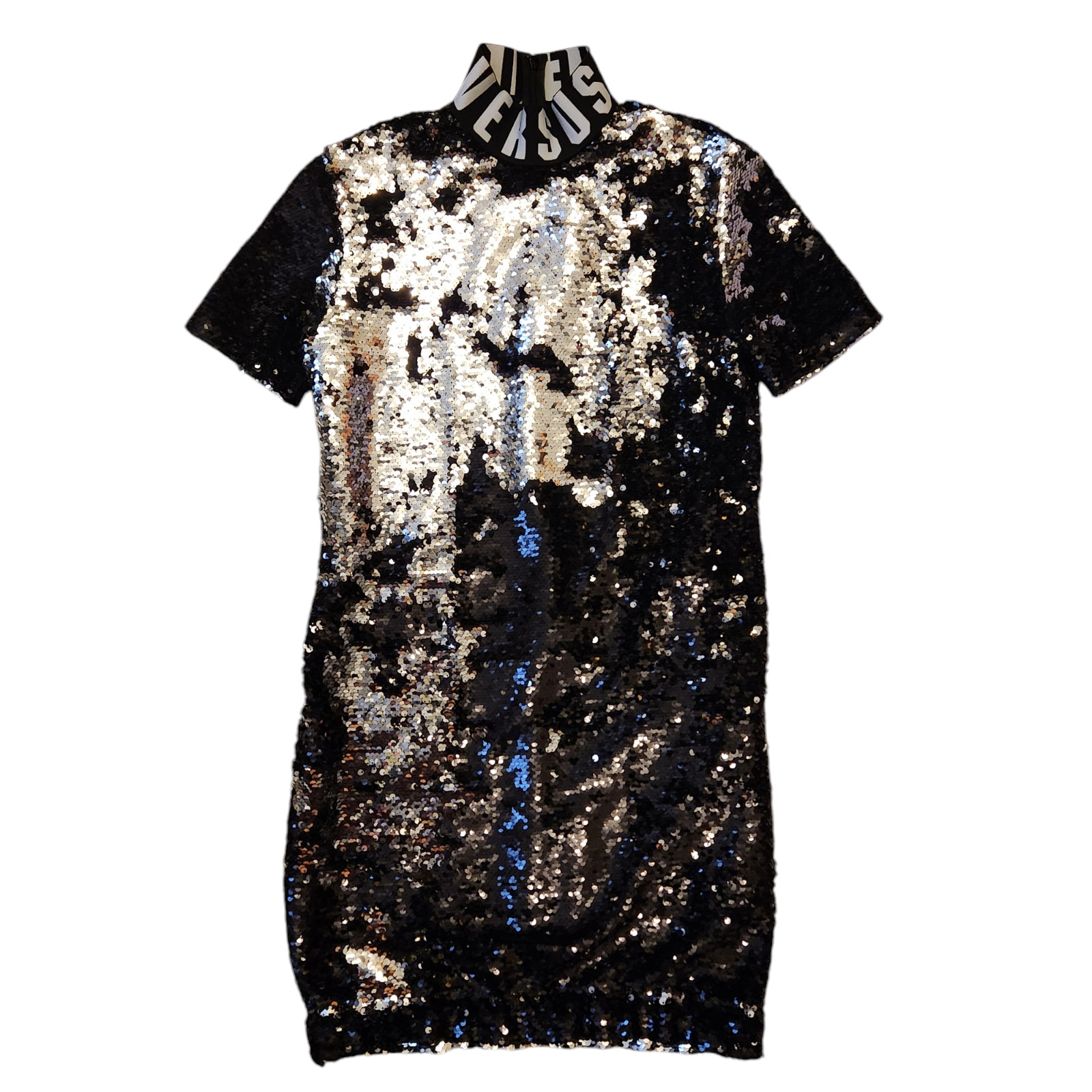 Gianni Versace Versus Silver Black Sequin Bodycon Dress Top WAS £780 38 UK 6 XS