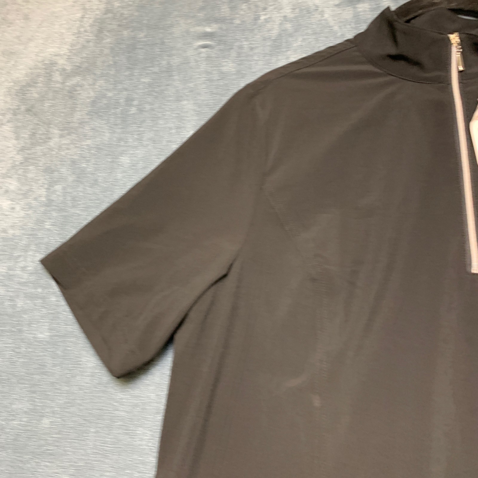 Weekends by Chico’s Elena Elbow Shift Dress Womens 3 Black 1/4 Zip Everyday Wear