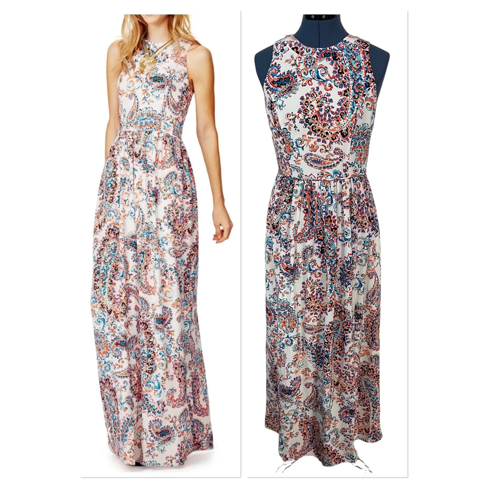 Shoshanna 100% Silk Paisley Sleeveless Maxi Dress Fairy Coastal Wedding Guest 6