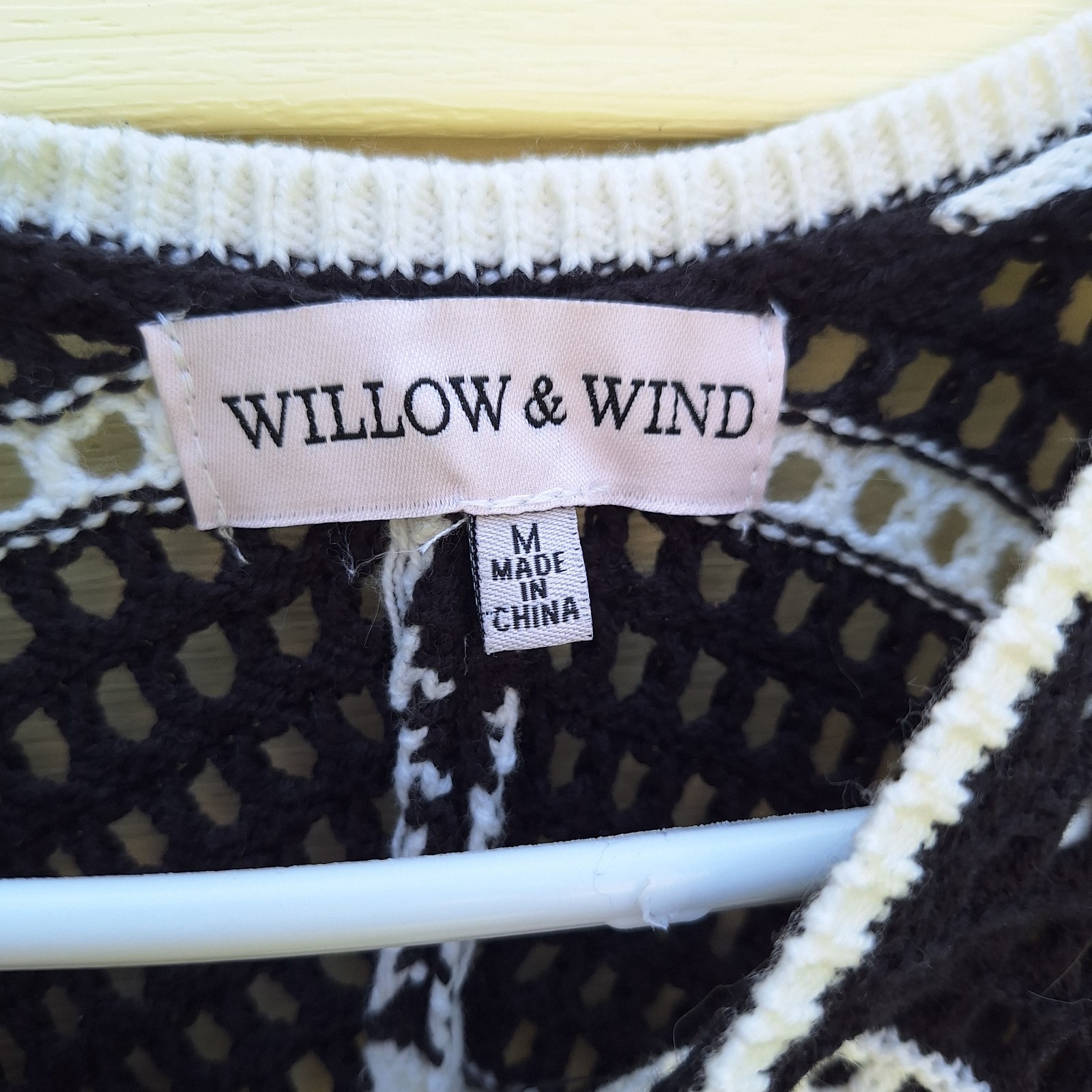 Willow & Wind M Knit Black White Chevron BodyCon Sleeveless Dress Cottagecore