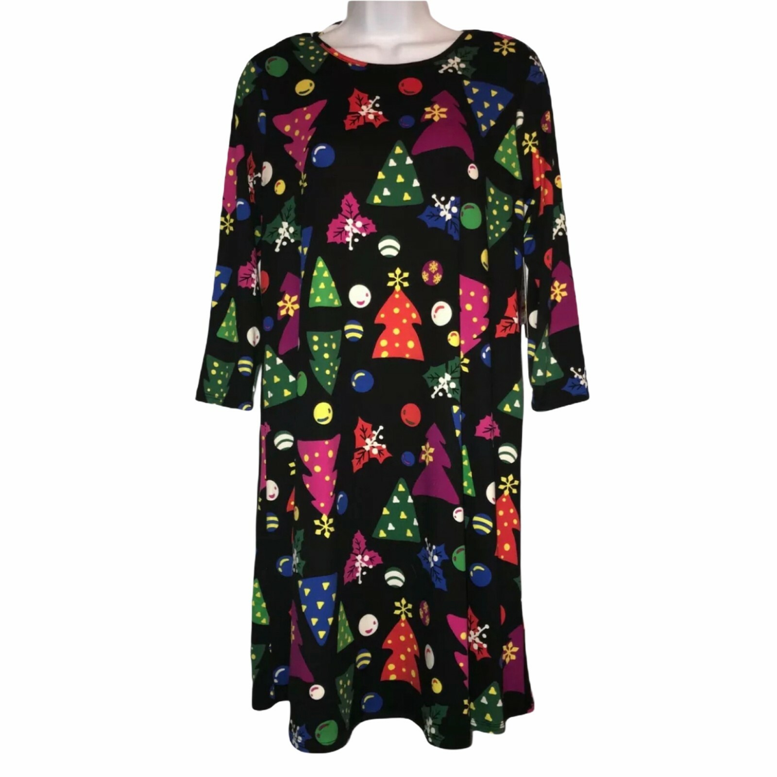NWT Dress Works Bright Colorful Multicolor Christmas Holiday Tree Shirt Dress M