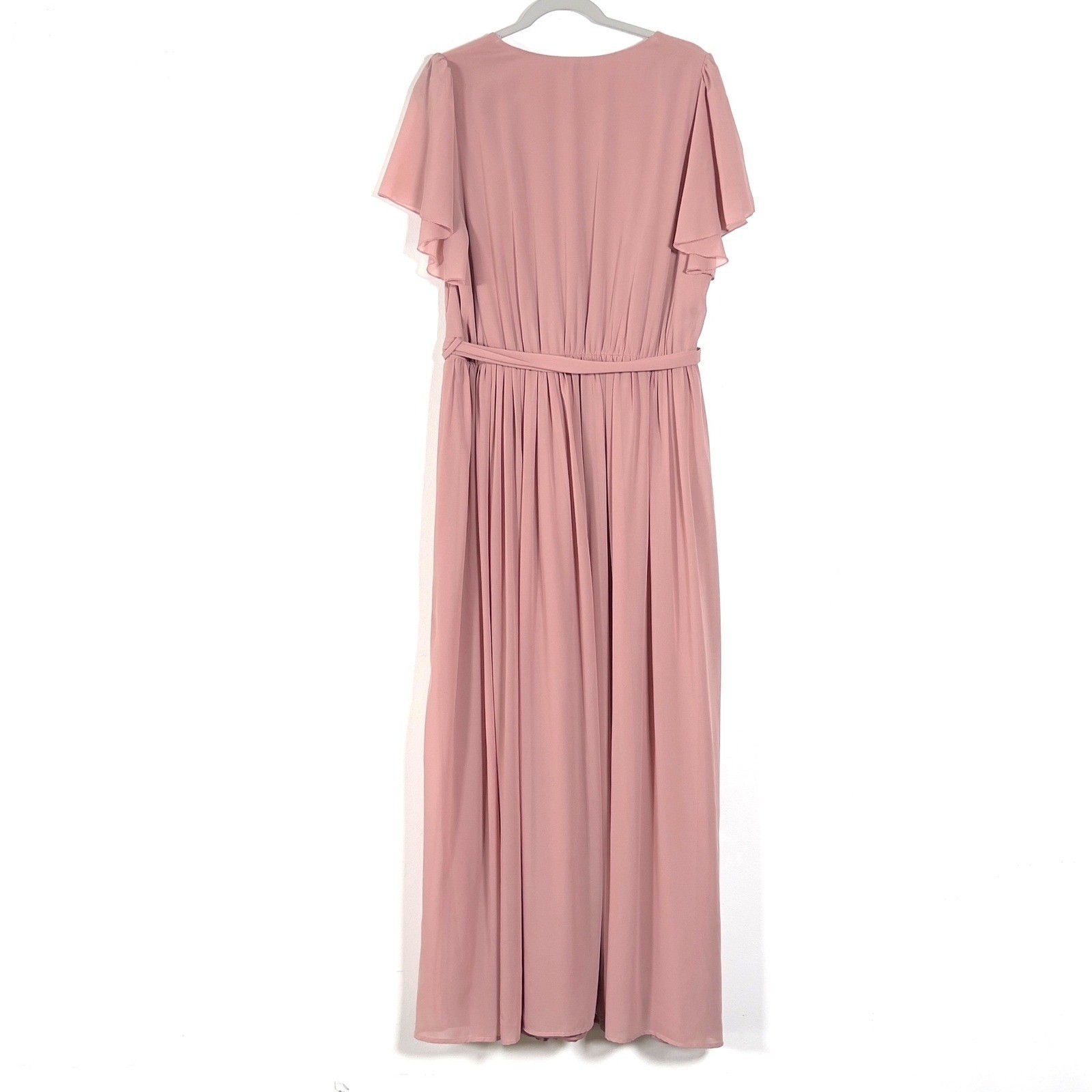 Baltic Born Kristina Maxi Dress Womens Sz 2XL Pink Flutter Sleeve Side Slit