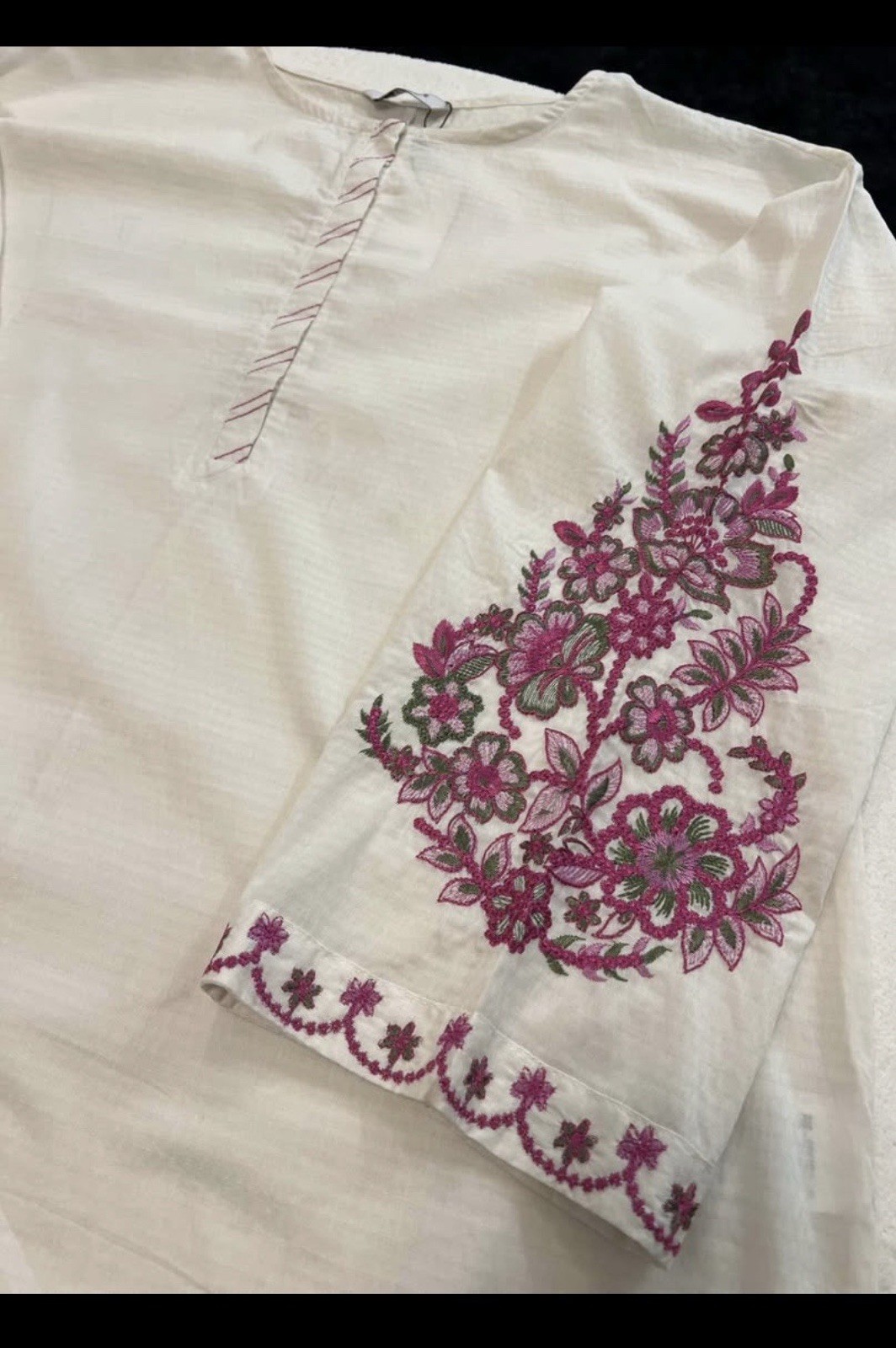 Pakistani Embroidered Dobby Lawn Shirt.Fabric for Summer.Size Large.
