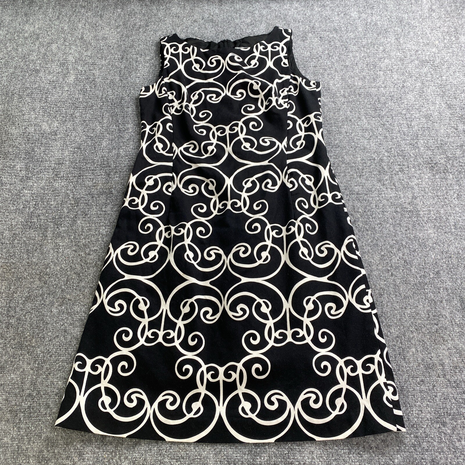Ann Taylor Dress Womens 4 Black White Scroll Silk Blend Classic Whimsigoth Work