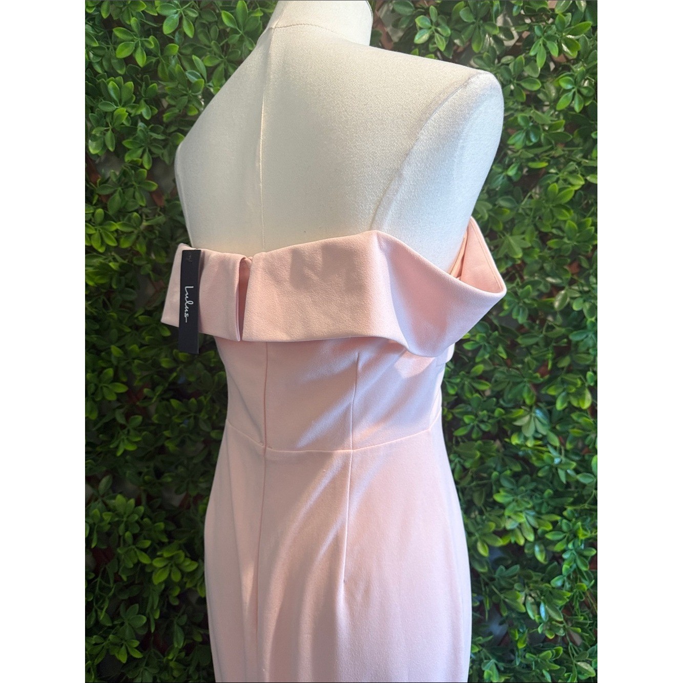NWT- Elegant Perception Light Pink Off-the-Shoulder Bow Maxi Dress