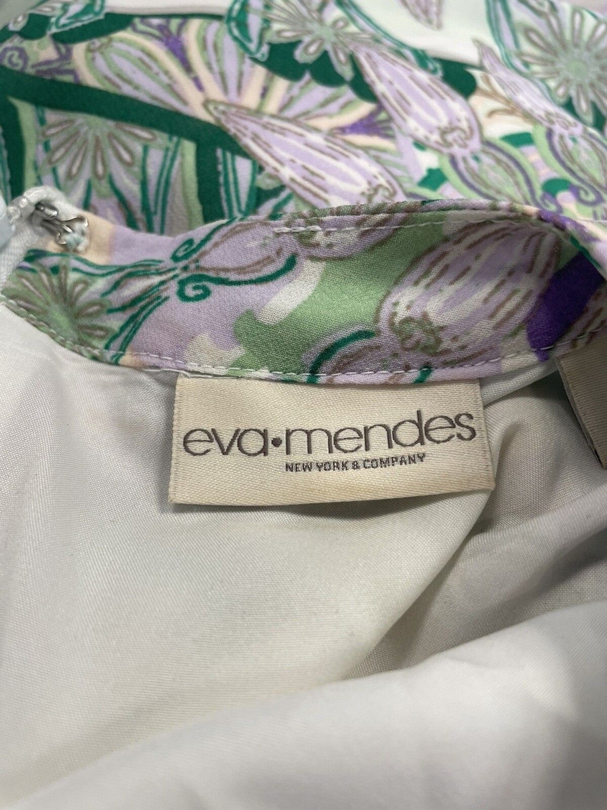 Eva Mendes For New York & Company Purple White Medallion Dress Size S Lined