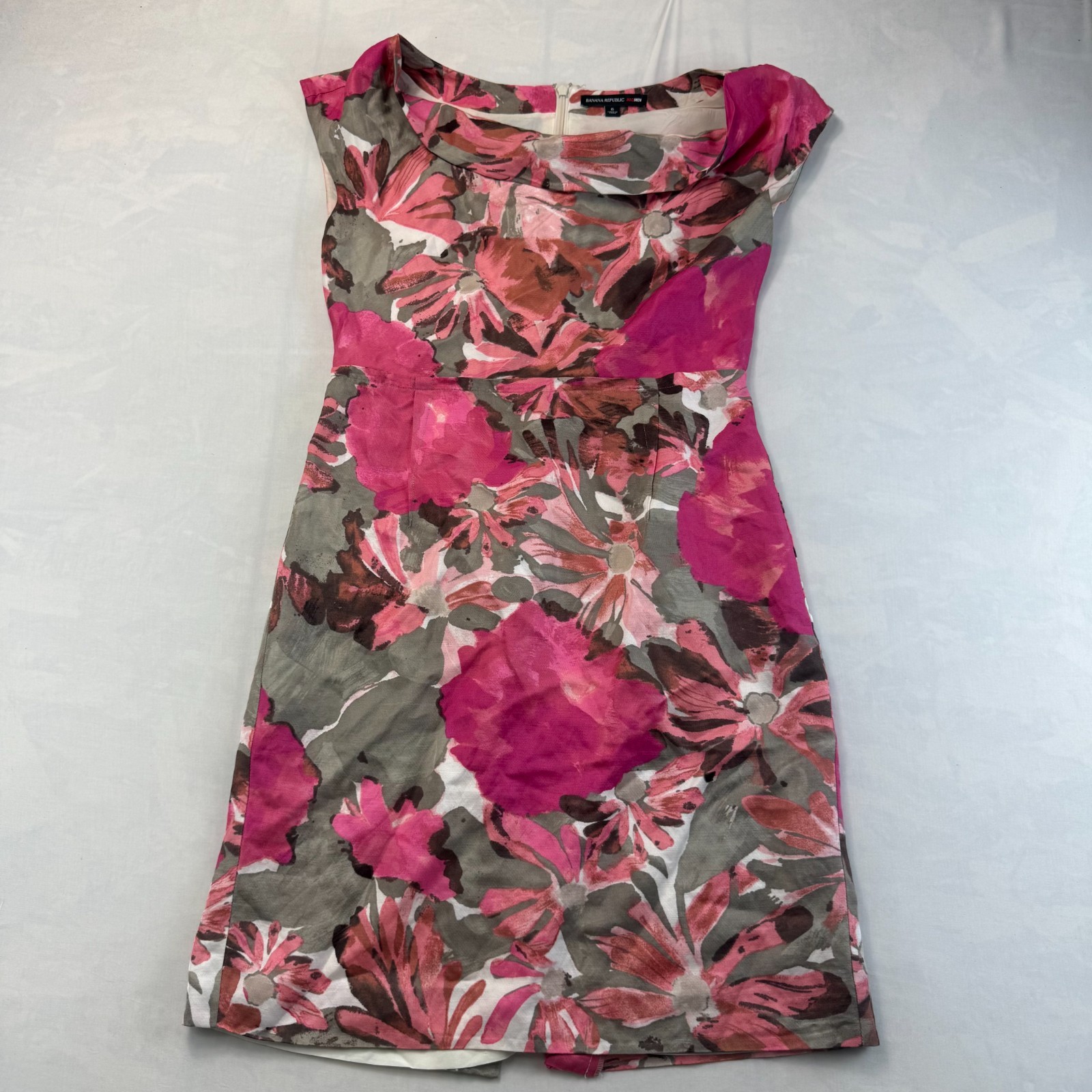 Banana Republic Mad Men Sheath Dress Womens 6 Multi Floral Sleeveless Back Zip