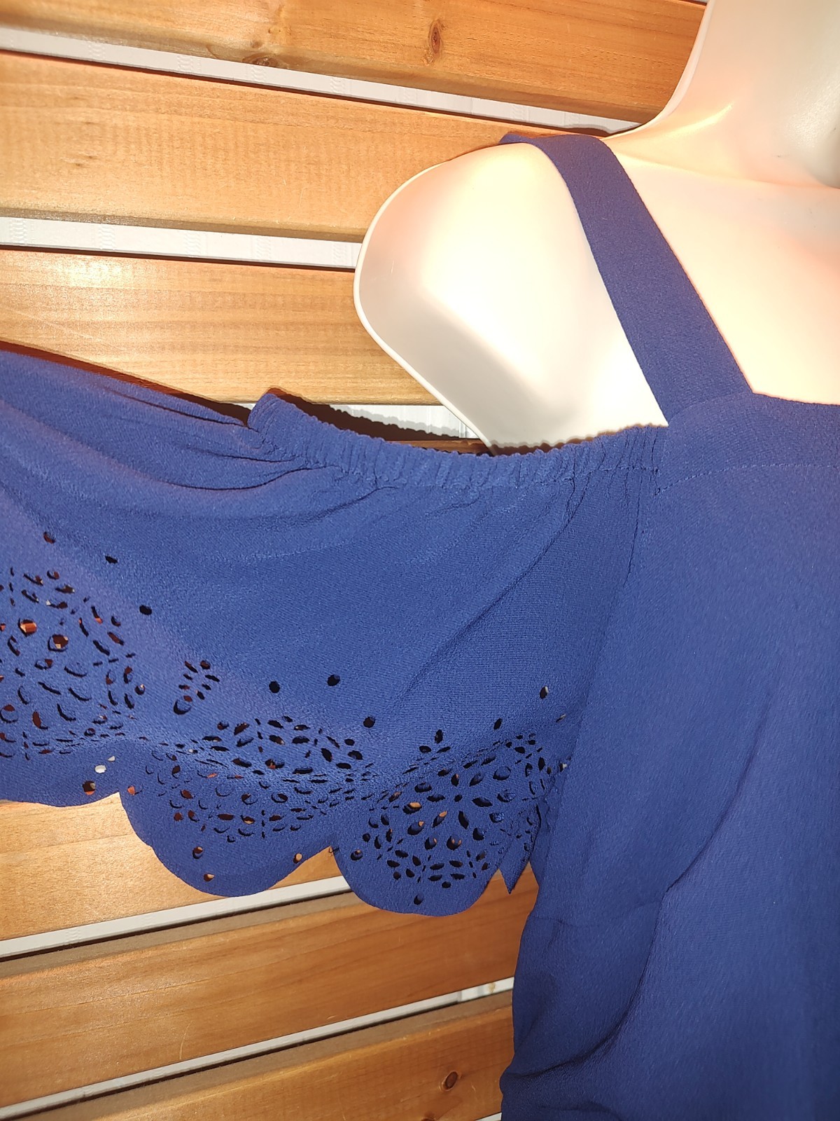 Blue Chiffon Eyelet Strappy Off Shoulder LANE BRYANT 14/16 DRESS Event Party
