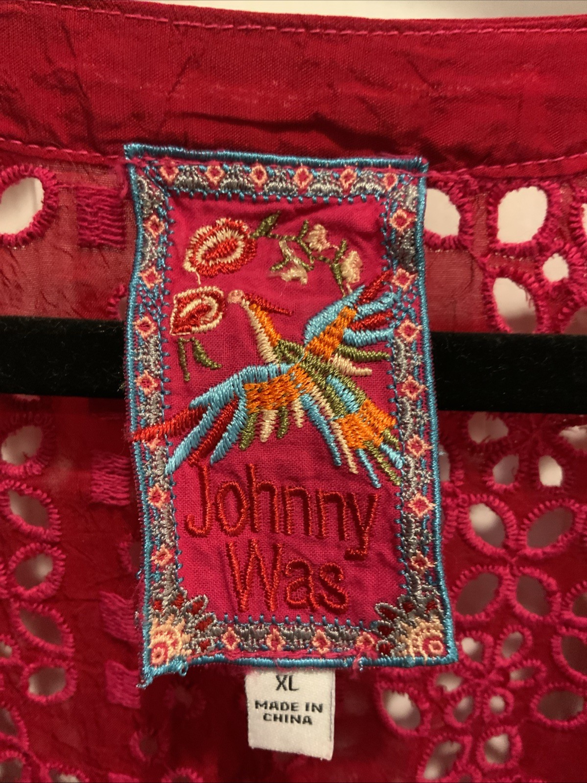 Johnny Was Beautiful Raspberry Eyelet Dress. Xl