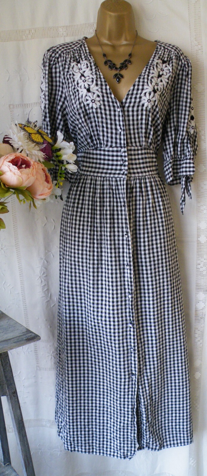 👗***MONSOON PRE-OWNED “GINGHAM EMBROIDERED” DRESS SIZE 12***👗