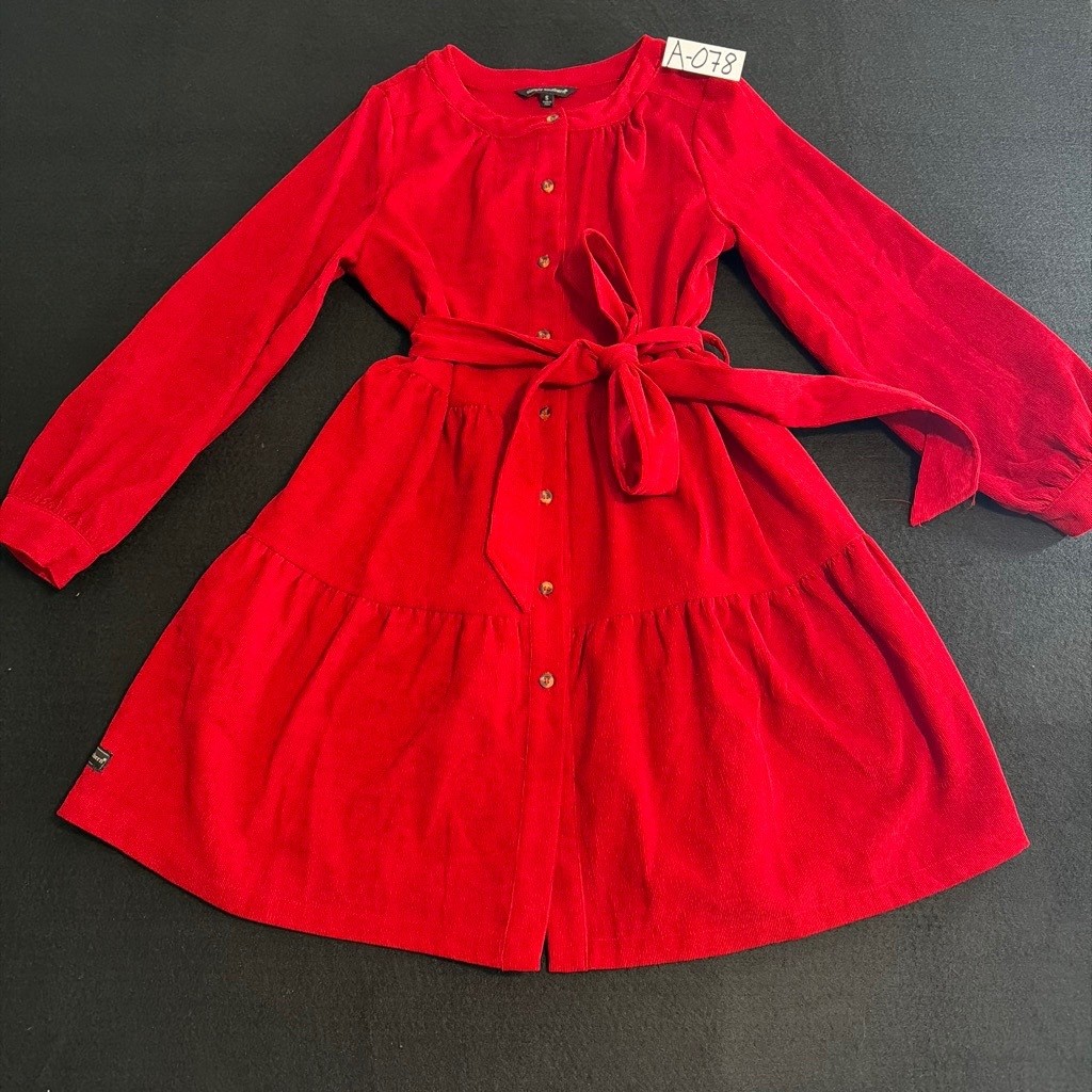 Simply Southern Red Corduroy Shirt Dress Belted Long Sleeve Button Front Sz S