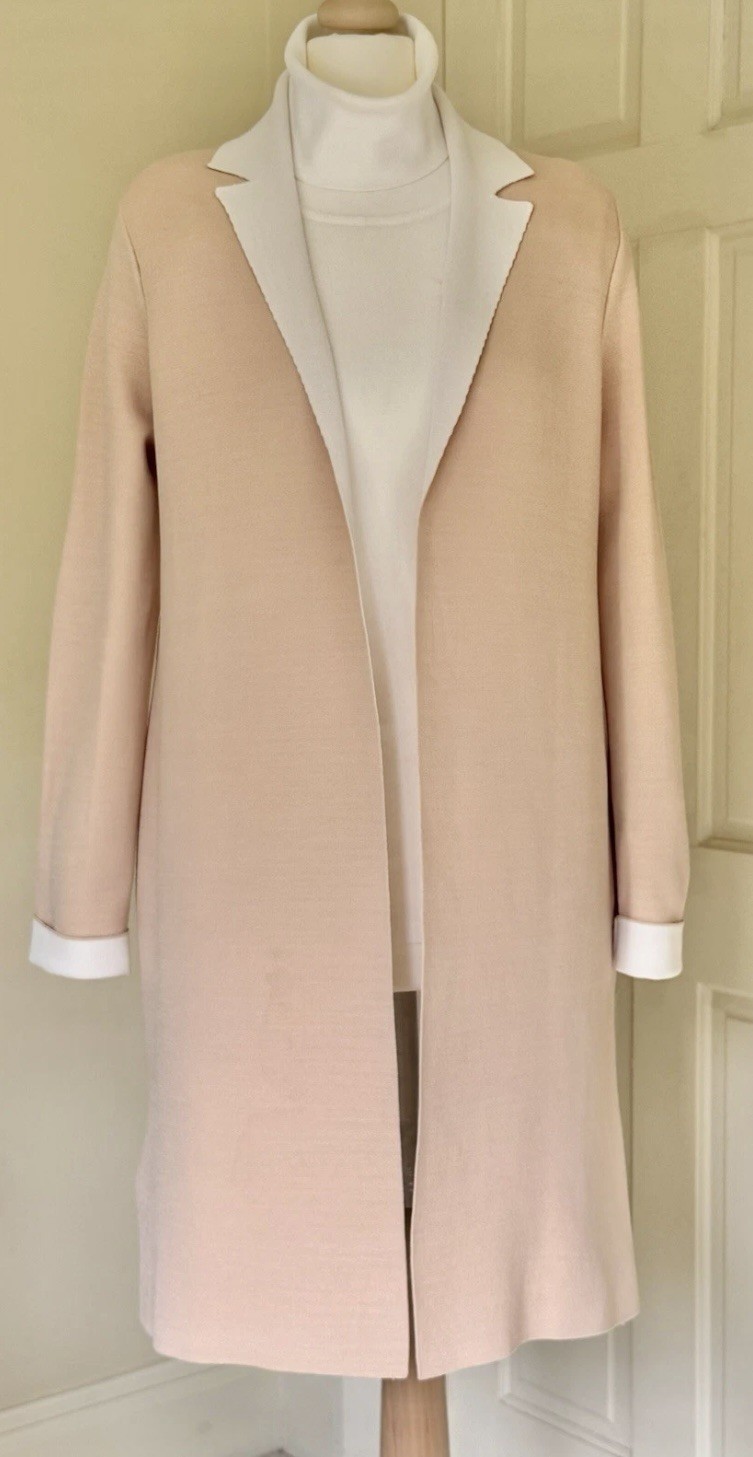 Barbara Schwarzer Coat Coatigan UK10/ G38/US6 Pale Peach/Ivory RRP £229 NEW+Tags