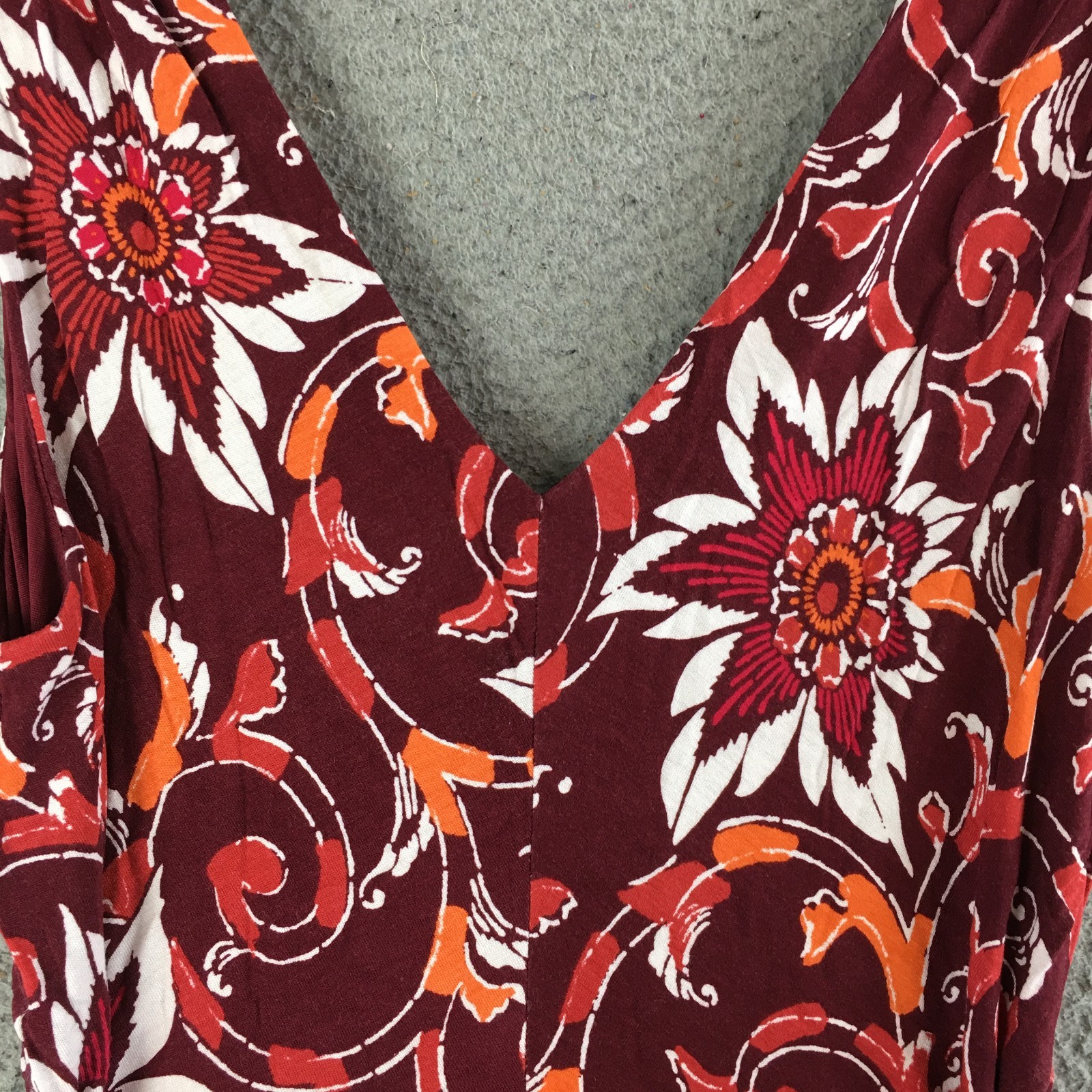 Loft Outlet Mini Dress Womens XSP Sleeveless V-Neck Floral Print Casual Burgundy