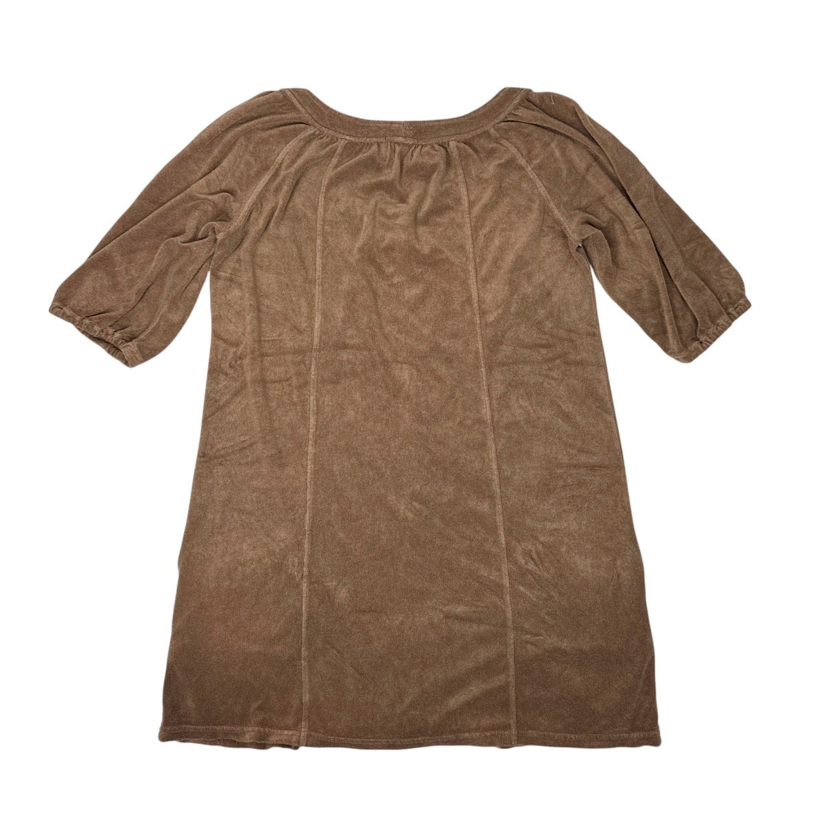 Juicy Couture Velour Mini Dress Brown Puff Sleeve Lace Pocket Y2K Women’s M