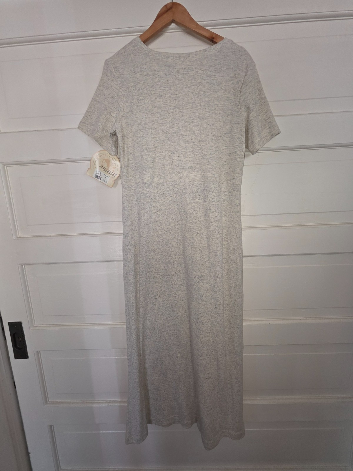 Cherokee Womens Medium Heather Oatmeal Maxi Dress Short Sleeve NWT Made USA
