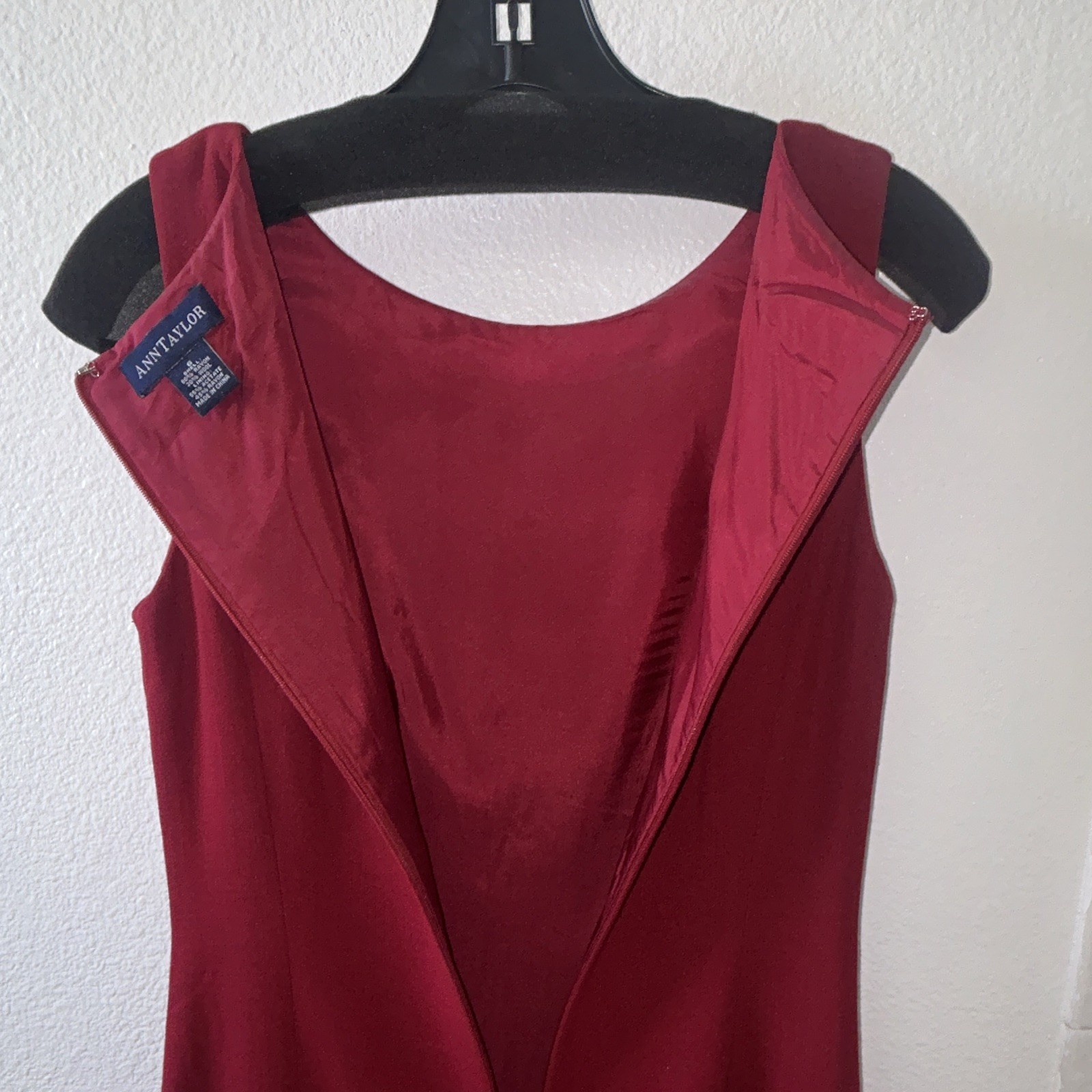 Ann Taylor Red Wool Blend, Satin-Lined Sheath Dress, Size 6