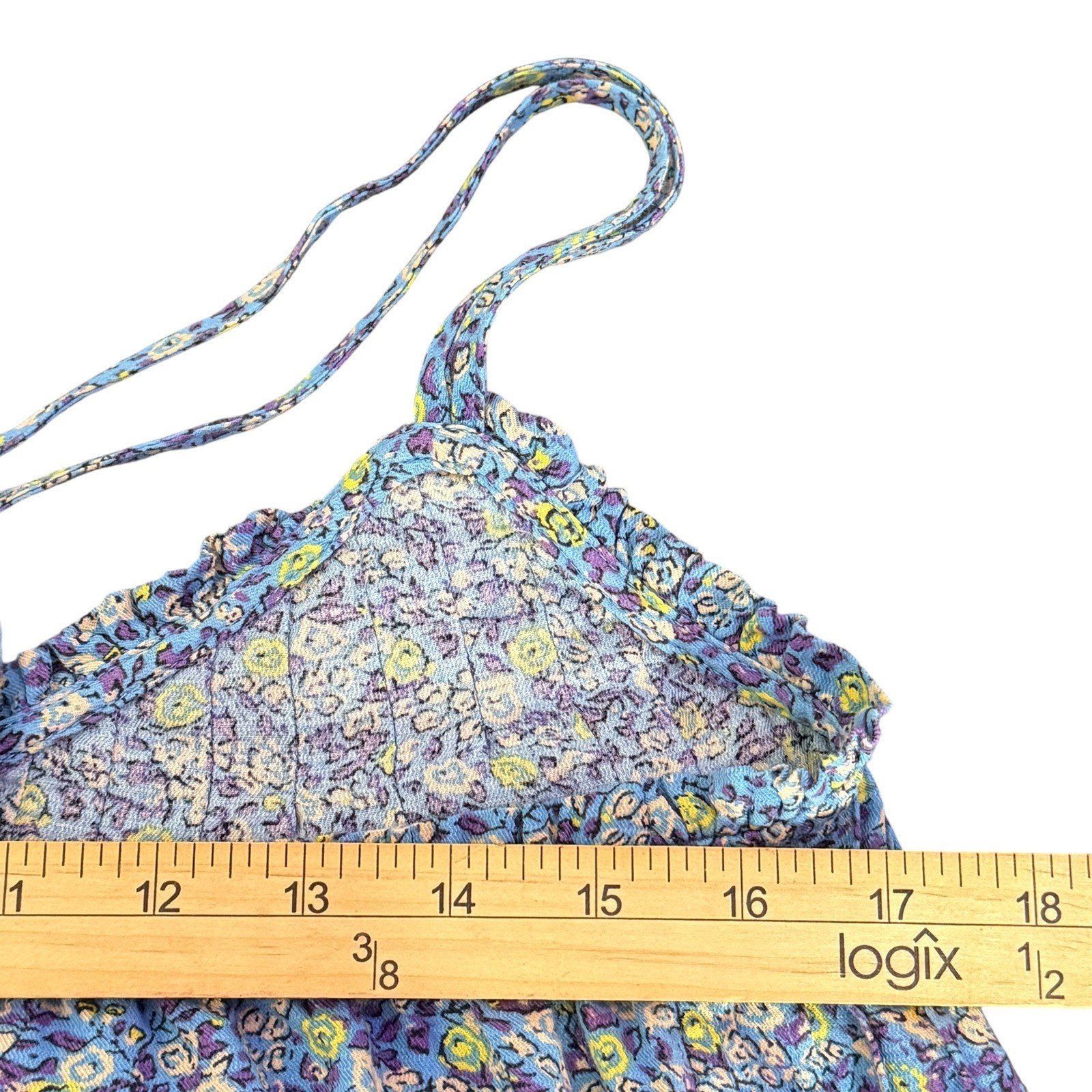 Universal Thread Tiered Mini Dress Size S Ditsy Floral Print Pockets Blue Ruffle