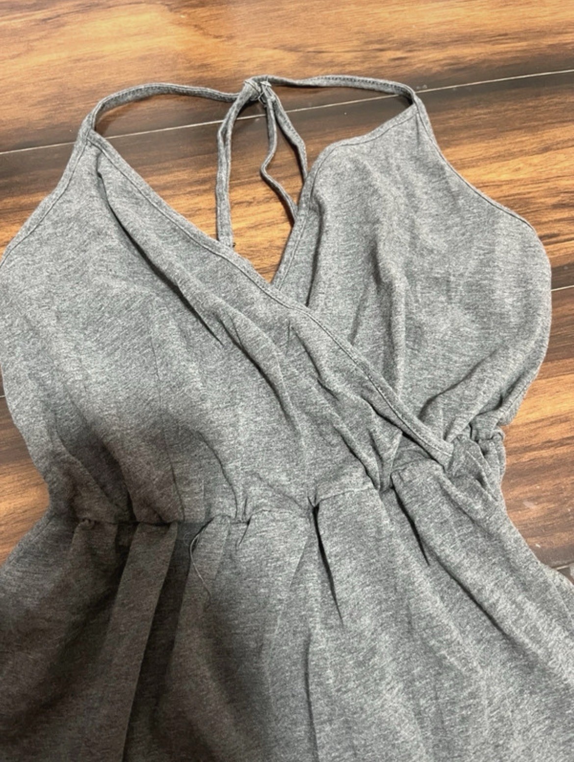 Medium long side slit adjustable strap grey wrap summer dress 406