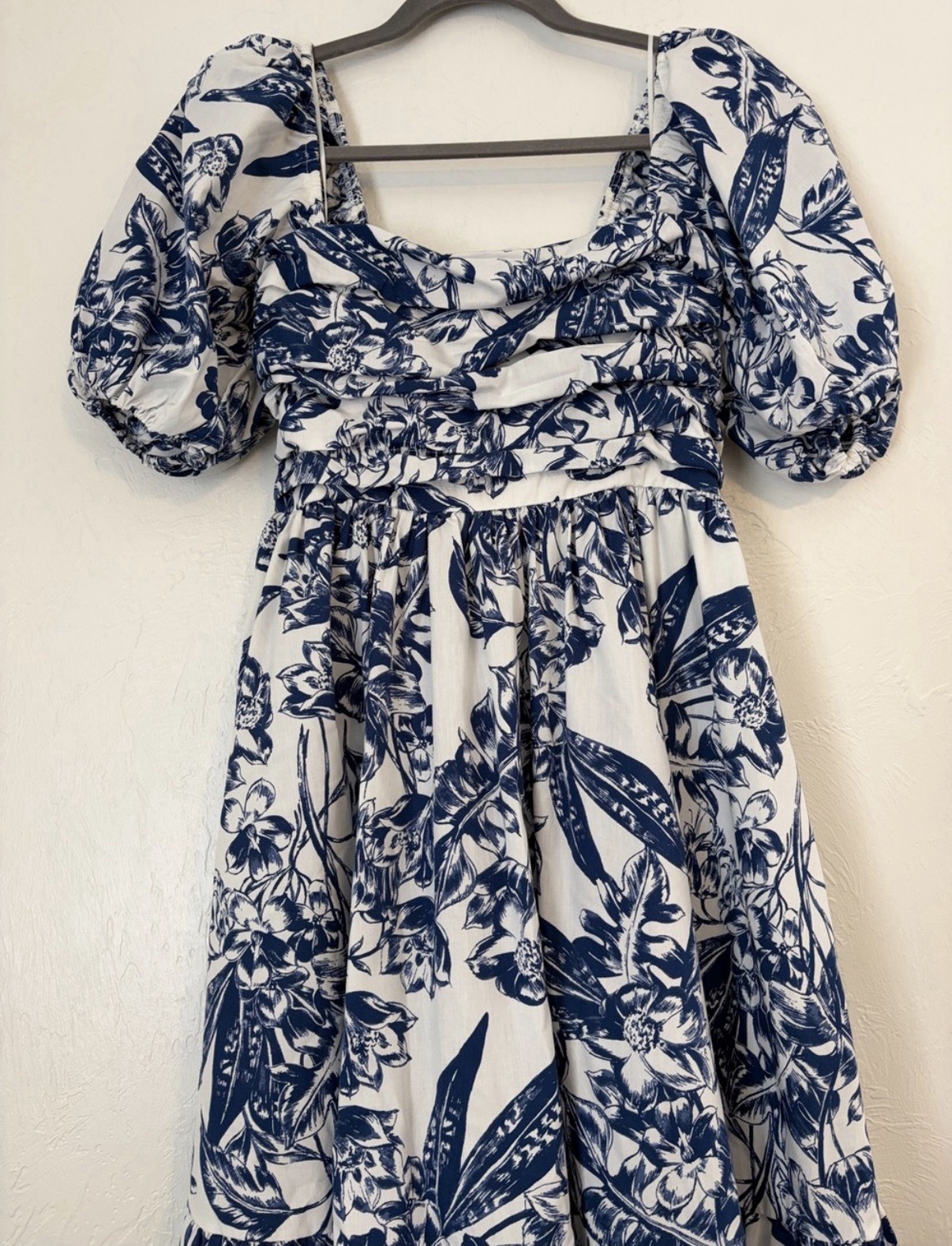 Abercrombie & Fitch Emerson Poplin Puff Sleeve Midi Dress XS Petite