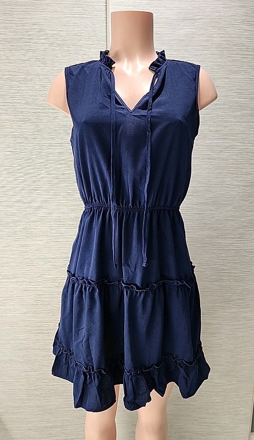 Nwt Cupshe Dark Blue NAVY Short Ruffle Women’s Dress Size small.