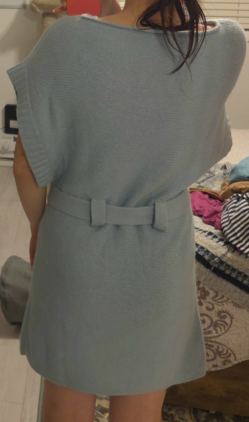 Marilyn Moore Cashmere Blend Mini Sweater Dress Sleeveless Size Small Pale Blue