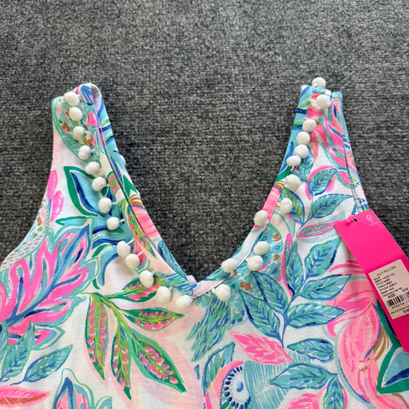 NWT Lilly Pulitzer Camilla Swing Dress Toucan Do It Better XXS Ruffle Pom Pom