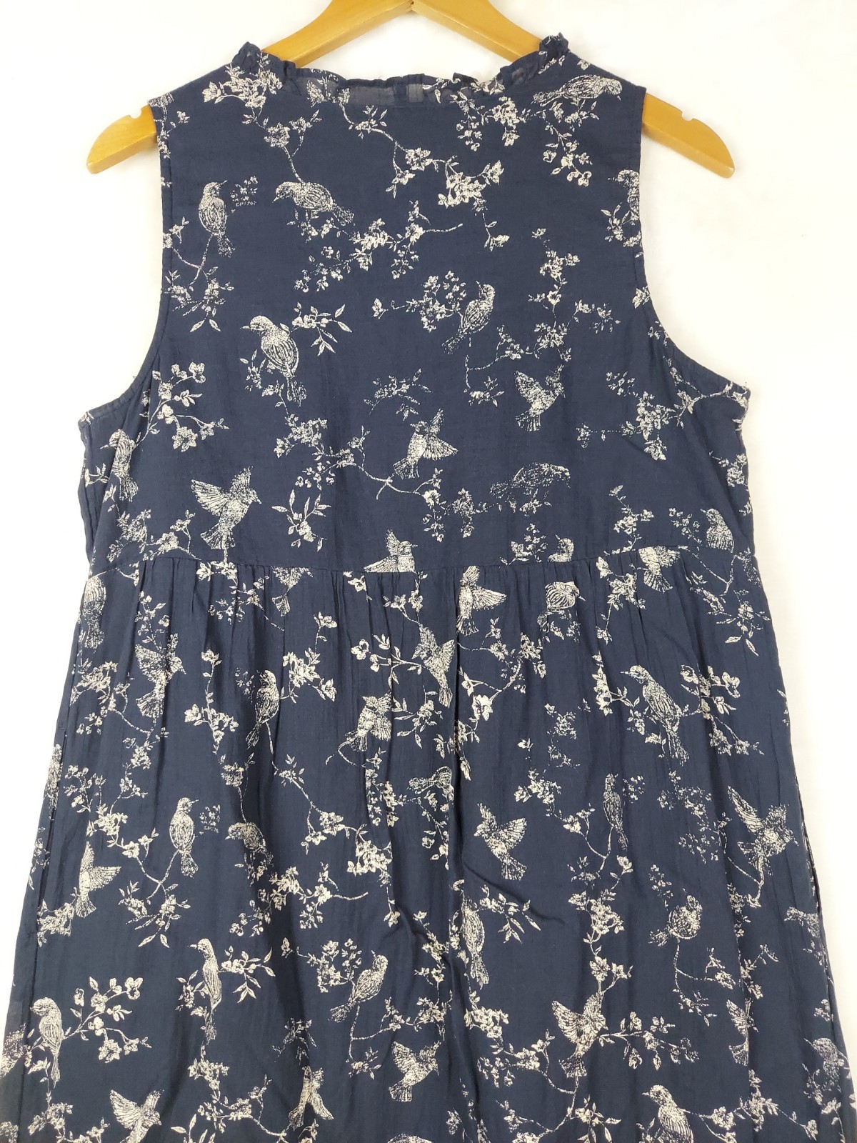 J.Jill Midi Dress Womens Medium Bird 100% Cotton Gauze Casual Lined Tiered