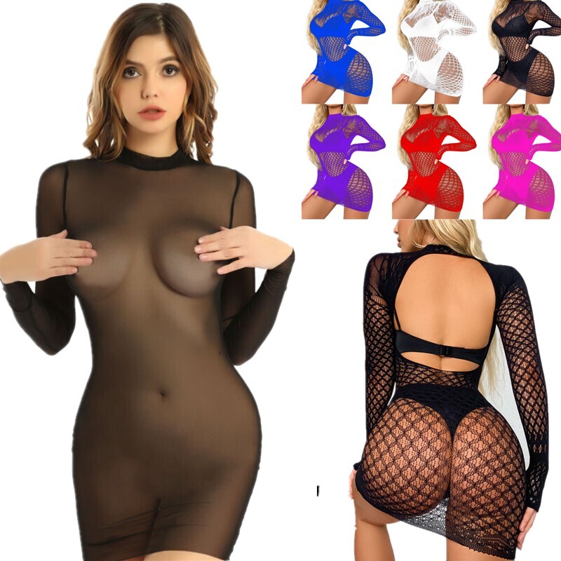 US Women’s Bodycon Dress See Through Mesh Lingerie Nightdress Sleepwear Clubwear