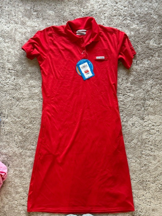 Columbia Bright Red Polo Button Shirt
