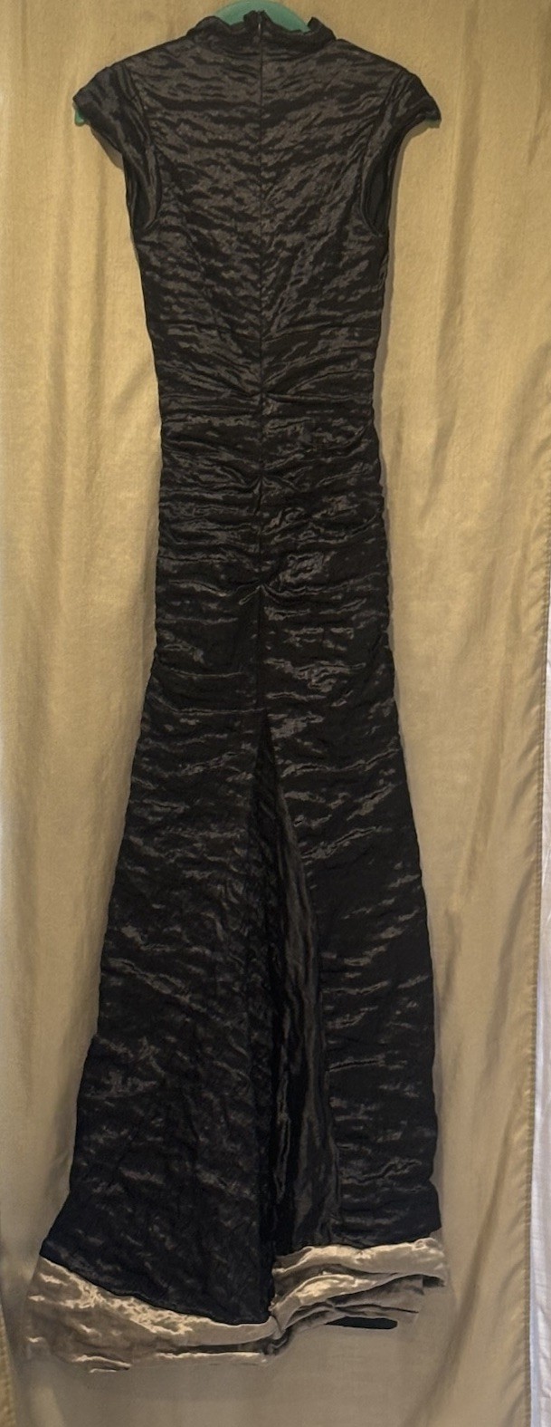 Nicole Miller Botique Blue Techno Crinkle Stretch Taffeta Dress Size6