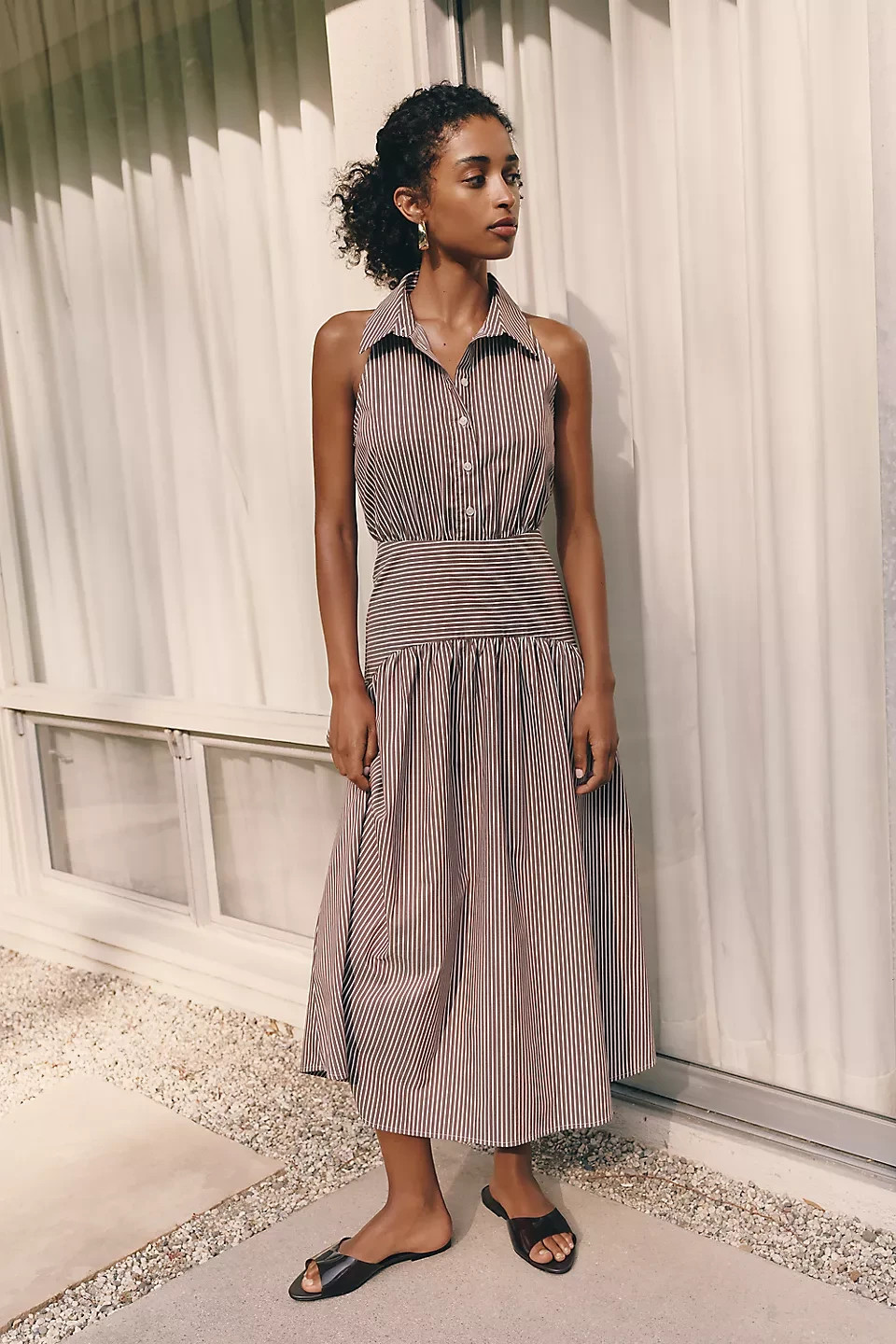 Anthropologie Tobie Drop-Waist Midi Shirtdress by Exquise