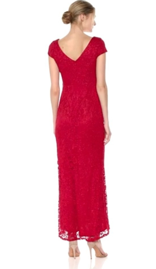 $228 Medium US 6 ❤️ Marina Stretch Red Women Push up A Line Lace Gown Dress