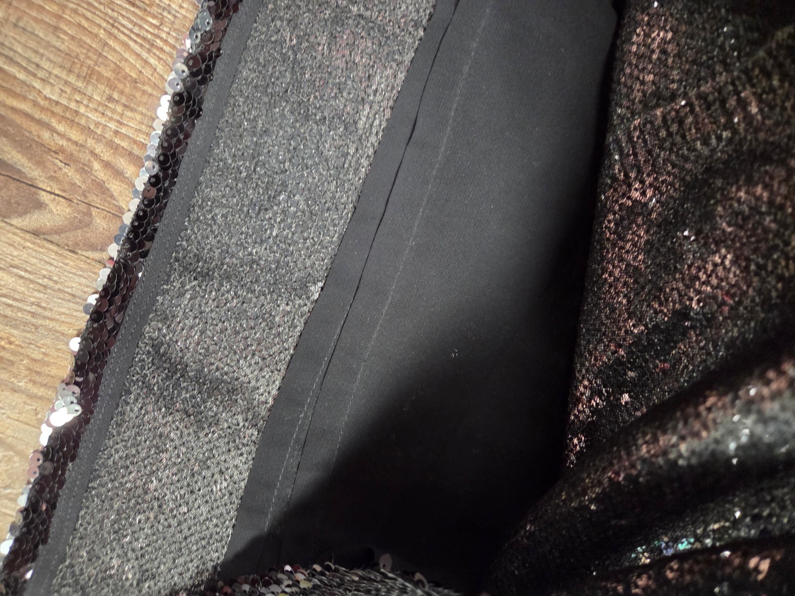 Double Zero Black Silver Sequin Glitter Long Sleeve Dress Size Medium