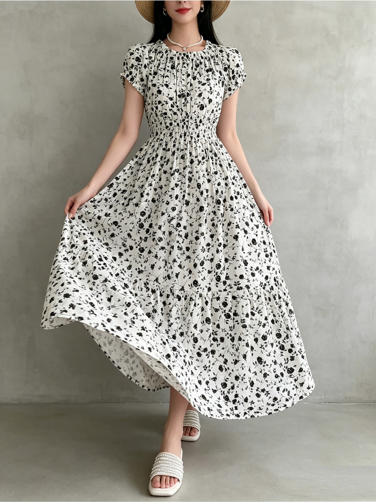 Ladies Chic Bohemian Elegant Gown Elastic Waist Flowy Cut All Size Fit