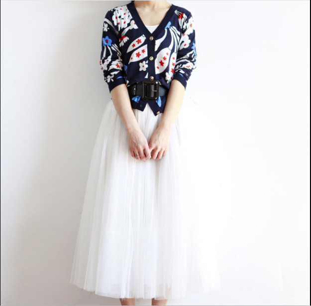 Women Girl Sweet A Line Long Tulle Long Skirt