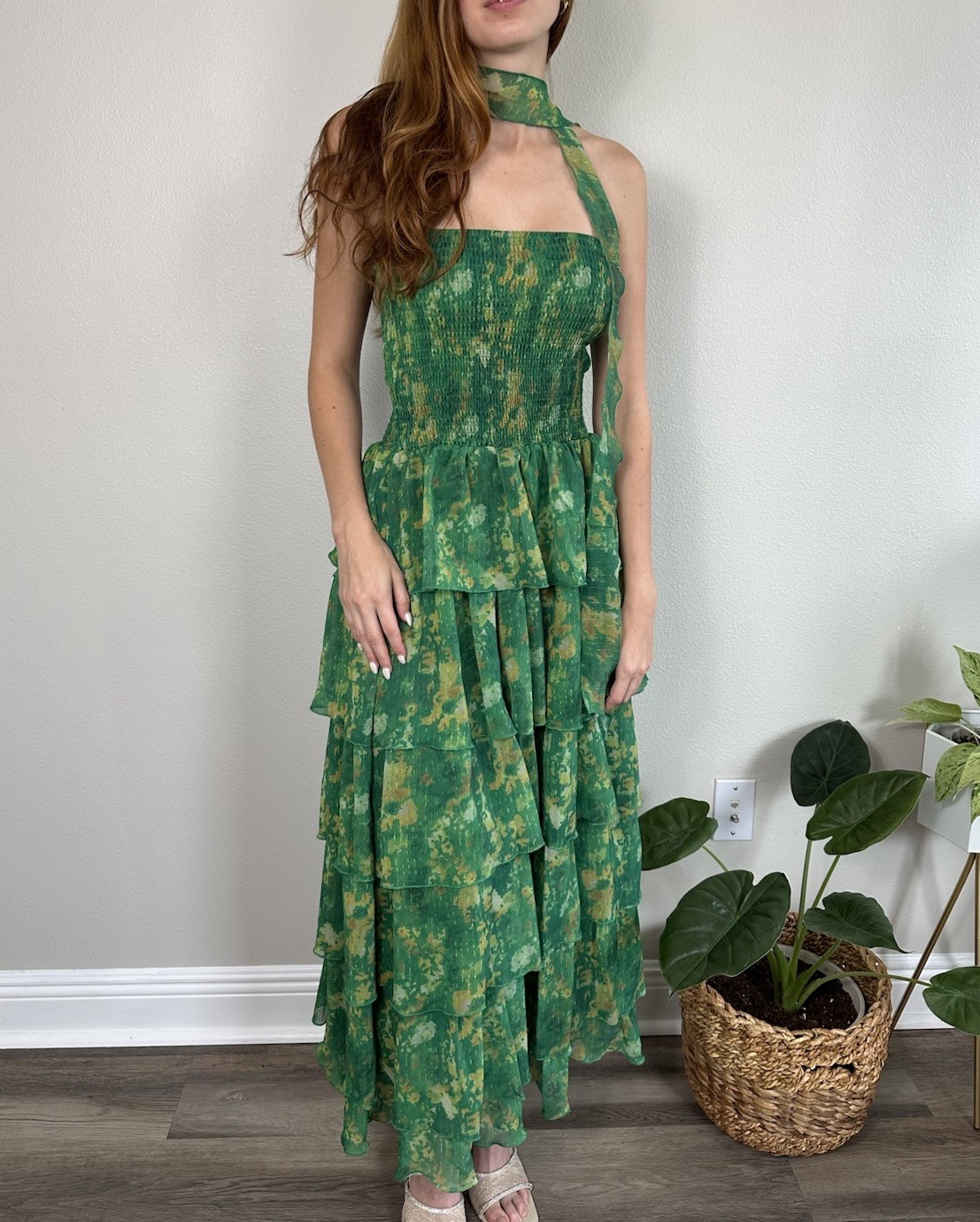 Like My Choice Ruffled Women Size Large Green Dress