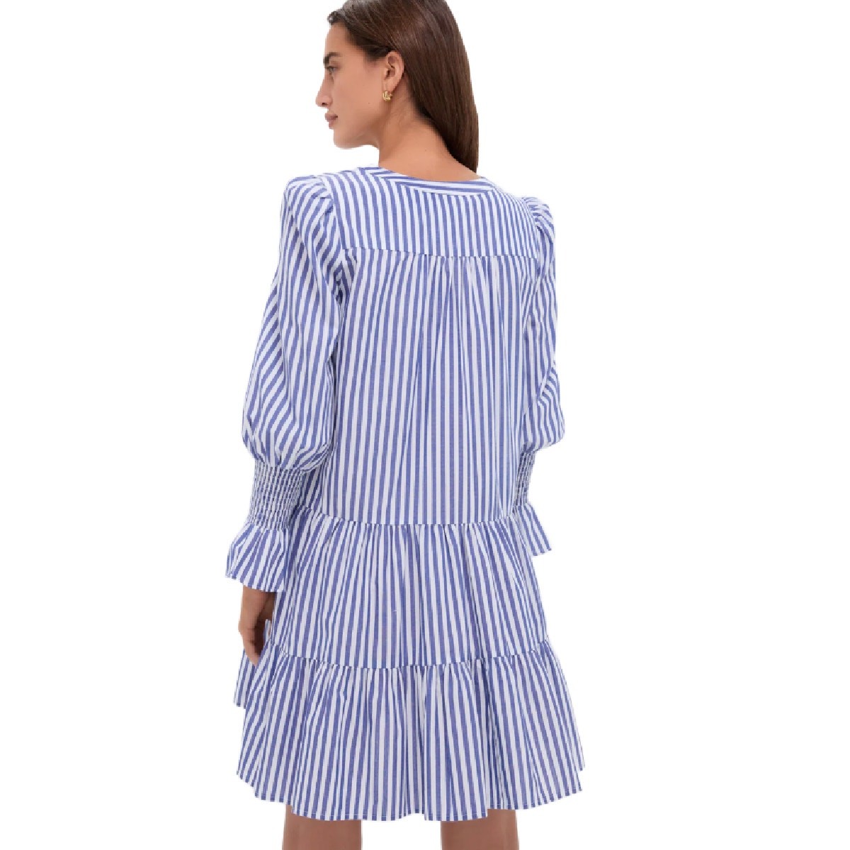 TUCKERNUCK Pomander Place Blue & White Stripe Cotton Poplin Kenzo Dress Medium