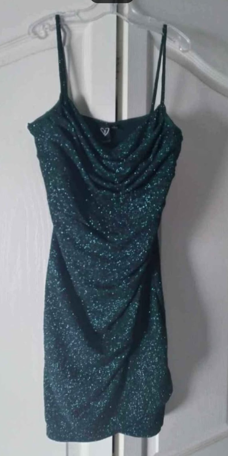 Windsor Sparkle All The Way Hunter Green Mini Dress Size Small.