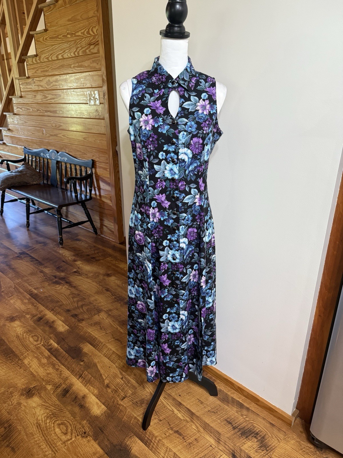 Vintage 90s Betsy Lauren Maxi Dress M Floral Cottage
