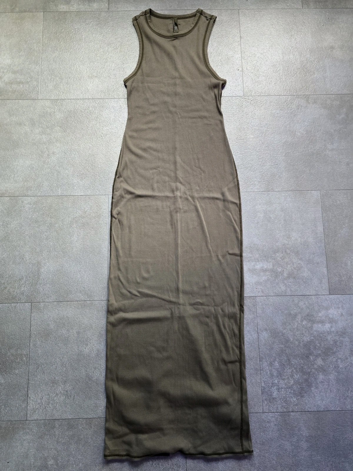 SKIMS RIBBED TANK TOP MAXI SLIT ARMY GREEN DRESS SUZE XL