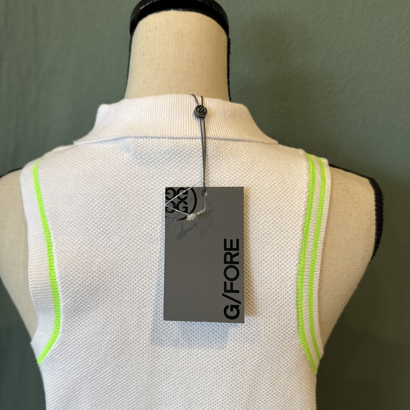 NWT G/Fore Fully Fashioned Cotton Pique Sleeveless Polo Dress White Size S