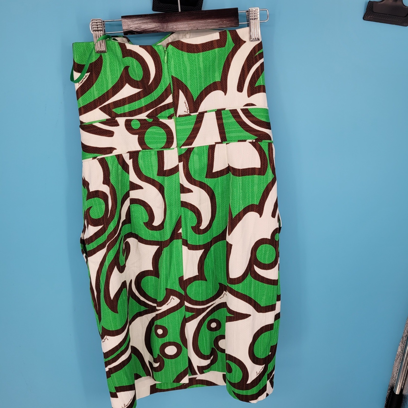 Milly Strapless Abstract Leaf Print Sheath Dress Women Size 4 Green Brown NWT