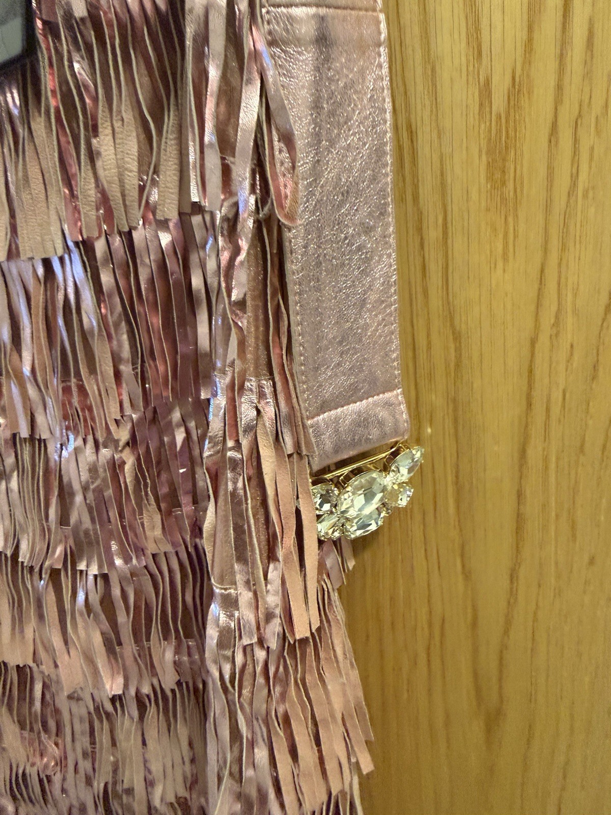 Cavalli Class Limited Edition Runway Sample Fringe Dress – Metallic Pink
